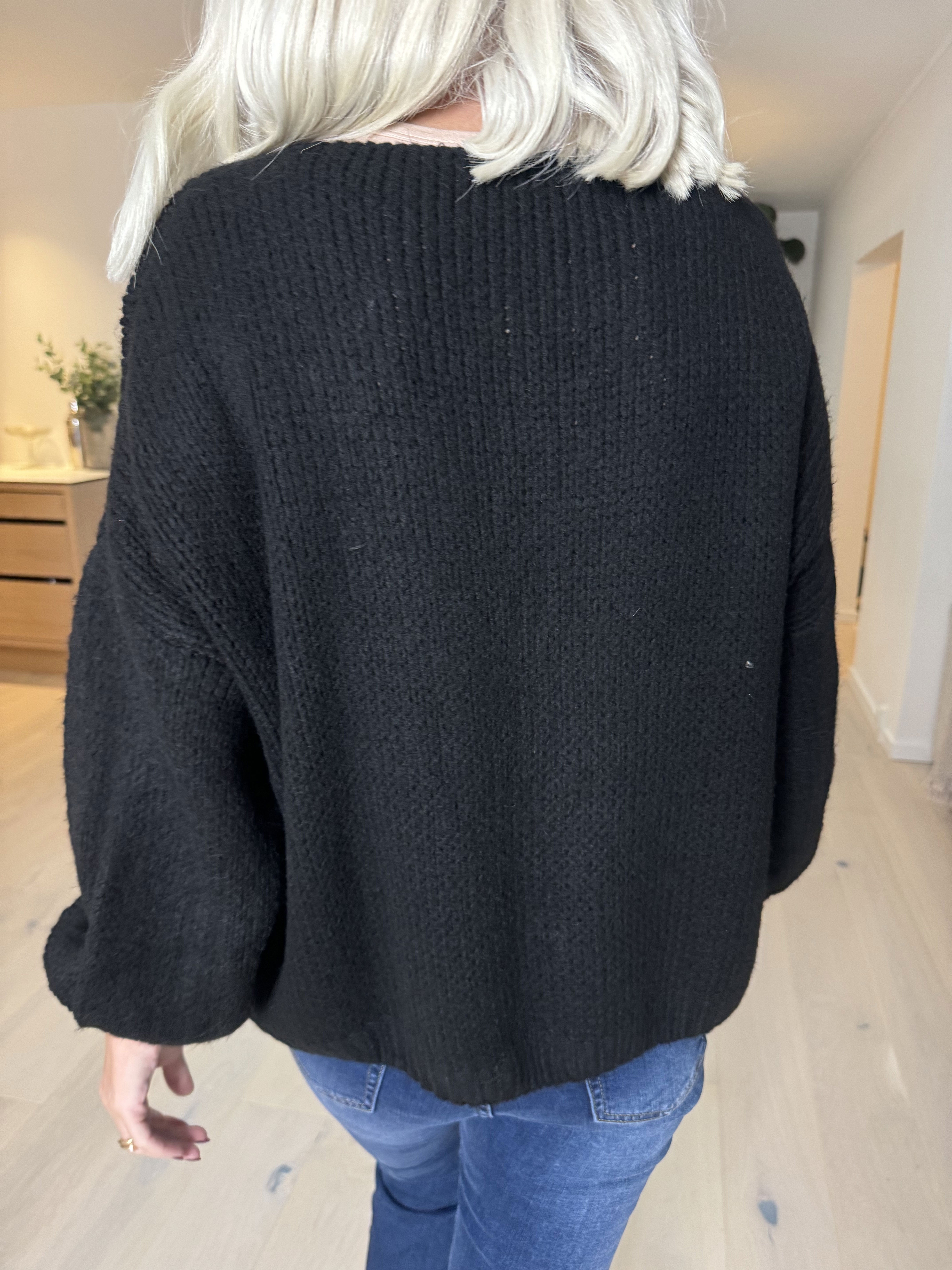 Kimberly - Söt tjock stickad kofta med rosetter